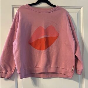 Pink Sweatshirt with Red Lips Graphic